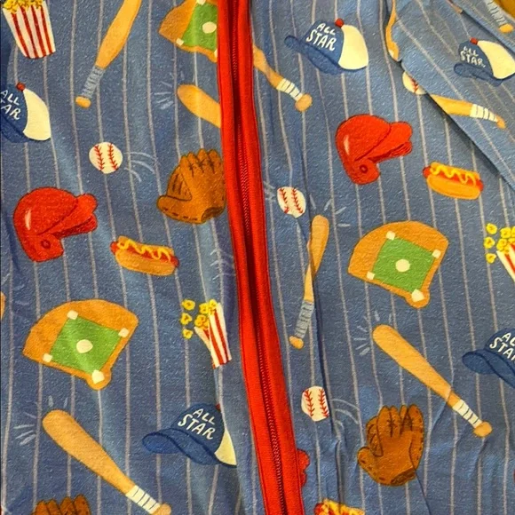 Little Sleepies Blue Baseball Footies - Picture 3 of 6